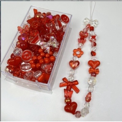 Accessory Travel Acrylic beads handmade DIY mixed material bag jewelry rubber band accessories 20pcs Portable Trendy - Image 2