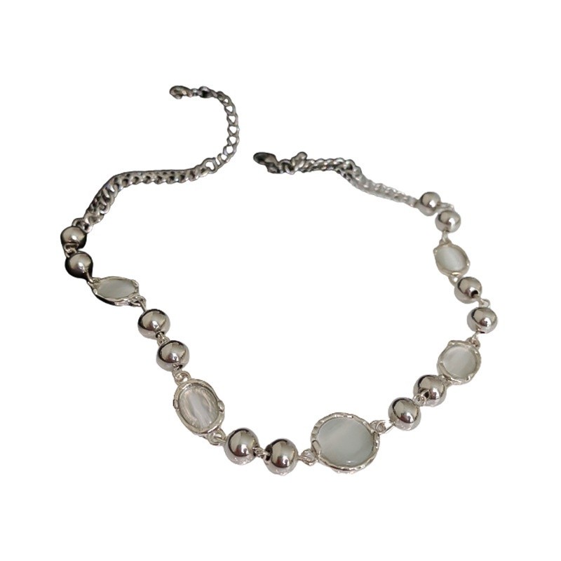 Quality Durable Oval Cat's Eye Stone Ball Splice Necklace Korean Style Design Sense Collar Chain Versatile Simple Art - Image 4
