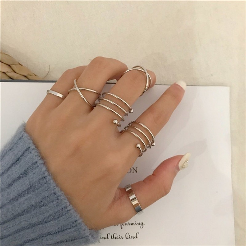 Reliable Versatile Trendy Boho Pearls Joint Ring Set/ Women Geometric Knuckle Finger Rings/ Female Wedding Party Jewe... - Image 5