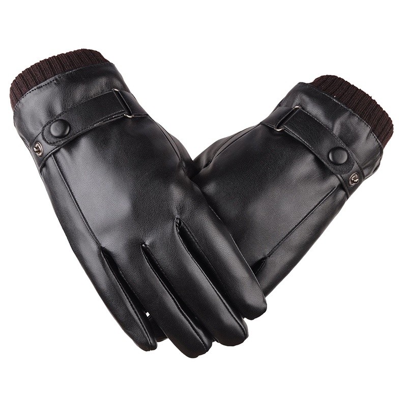 Versatile Durable Men Winter Windproof Gloves Touch Screen Keep Warm Driving Male Autumn Fashion Black Leather - Image 4