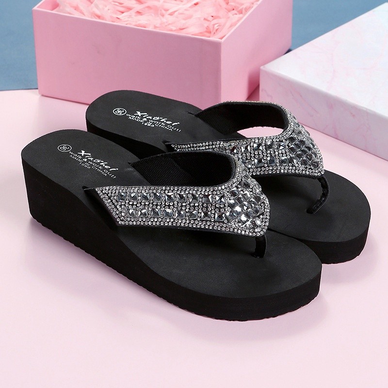 Reliable Have 2022 Outdoor Indoor Home Slipper Korean Style Women Rubber Bottom Beach Wedge Flip-Flops Kasut Wanita P... - Image 4
