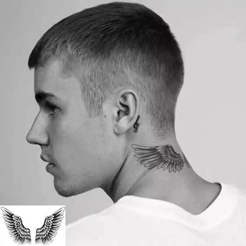 Must Multi Justin bieber Neck Wings Temporary tattoo Stickers Waterproof Angel Wholesale Fake Tatto - Image 5