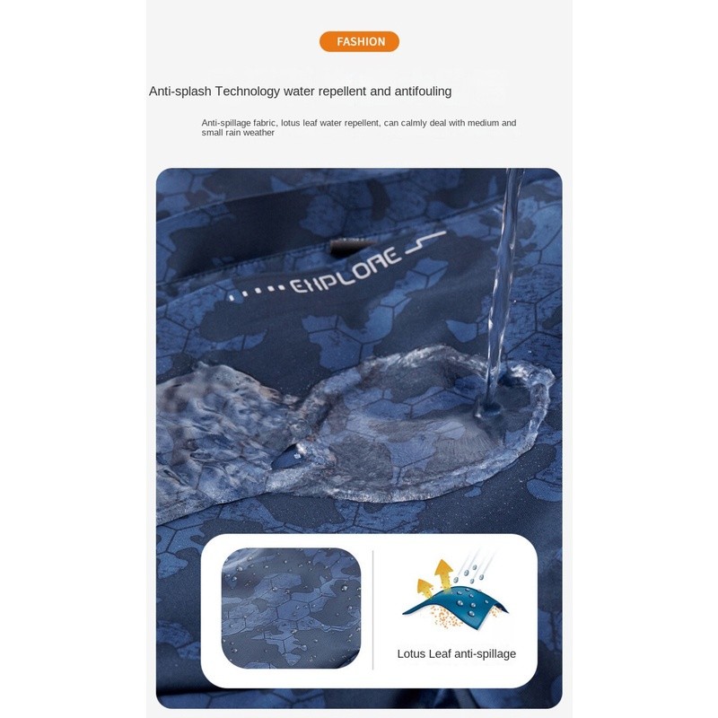 Have Must Hooded jaket lelaki waterproof windbreaker men unisex Outdoors Hiking Camouflage jacket sweater m Multi - Image 3