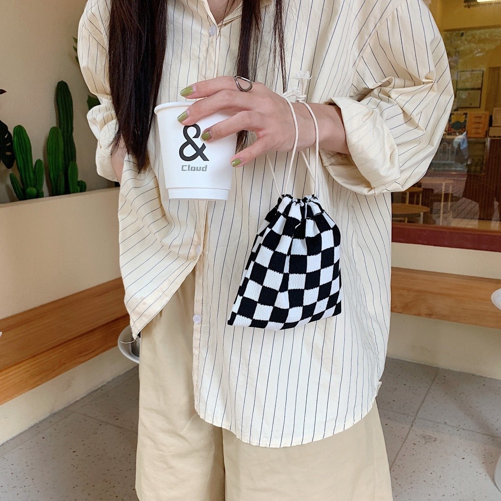 Daily Outdoor 25132 Drawstring Pocket Cute Hand Carrying Small Canvas Bag Female Student Finishing Gift Sundries Stor...