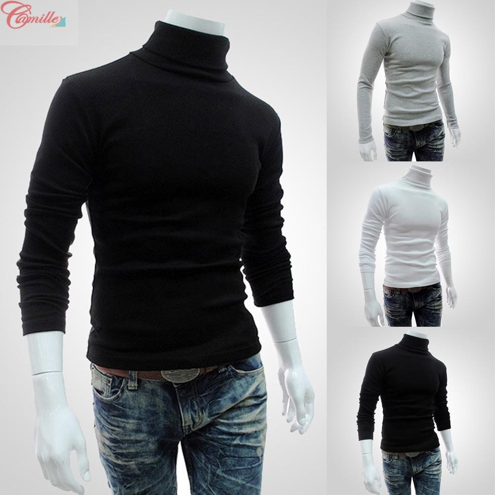 Essential Durable <PTT>Tops Mens Winter Casual Long Sleeve Turtleneck Undershirt Basic T-Shirt Premium - Image 2