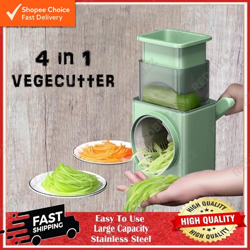 Vegetable Slicer & Food Chopper (4-in-1) - Eco-Friendly, Stainless Steel, Multi-Functional