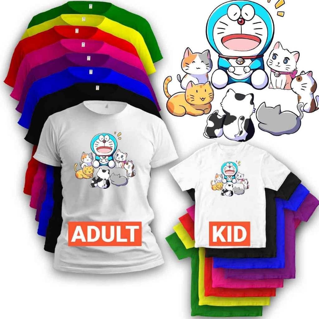 Doraemon Cat Baju Kemeja Tshirt Kid Dress Fashion Cotton Boy Girl Kanak Style Viral Casual Budak Tee