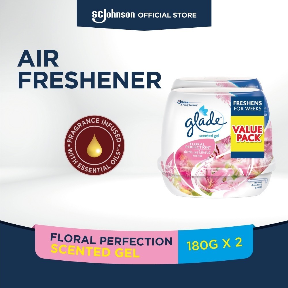 Glade Room Air Freshener Scented Gel Floral Perfection (180g x 2) Twinpack