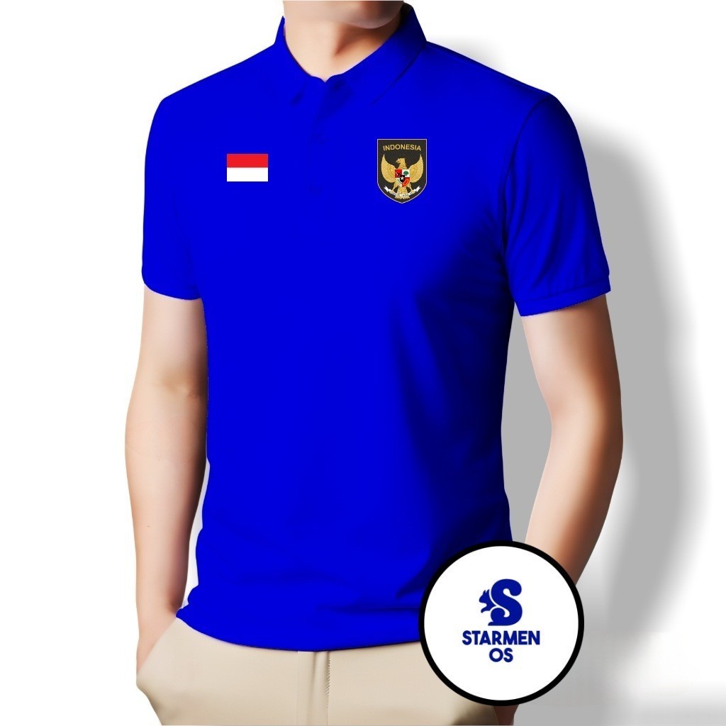 Purpose Durable Kaos Tiedye Polo T-Shirt Men Polos Collar GARUDA INDONESIA Logo Indonesian Flag Essential Versatile - Image 2