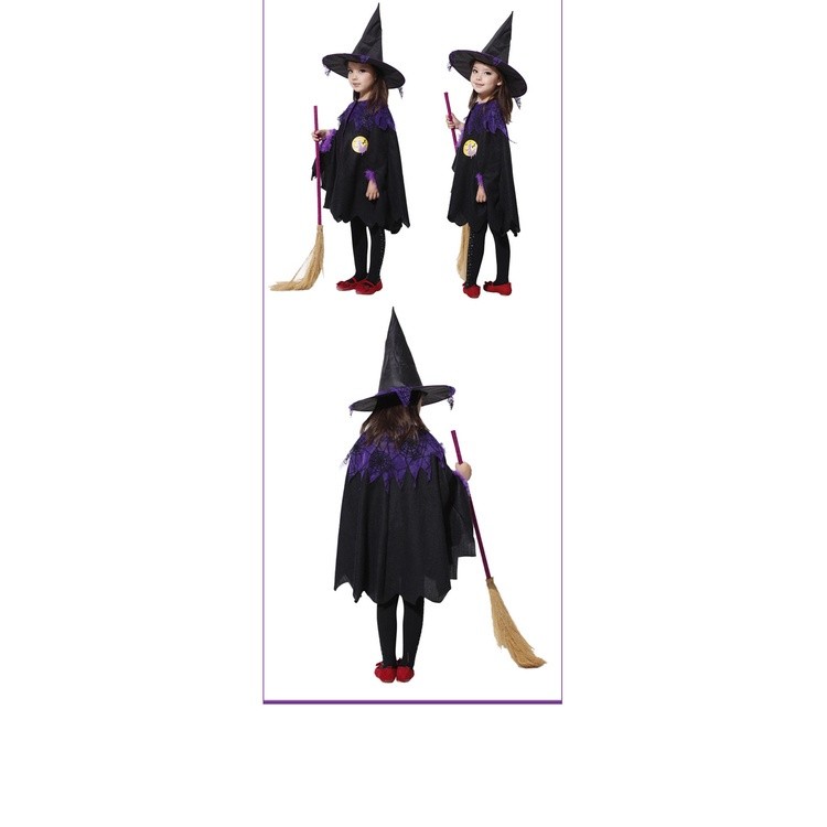 Reliable Essential 【 Factory Wholesale 】 Halloween Clothing Children's Cosplay Anime Witch Role Playing Set - Image 5