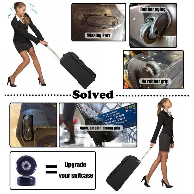 1 pair Luggage Wheels Suitcase Replacement Wheels Repair Axles Deluxe Repair Penggantian Roda Bagasi  Repair