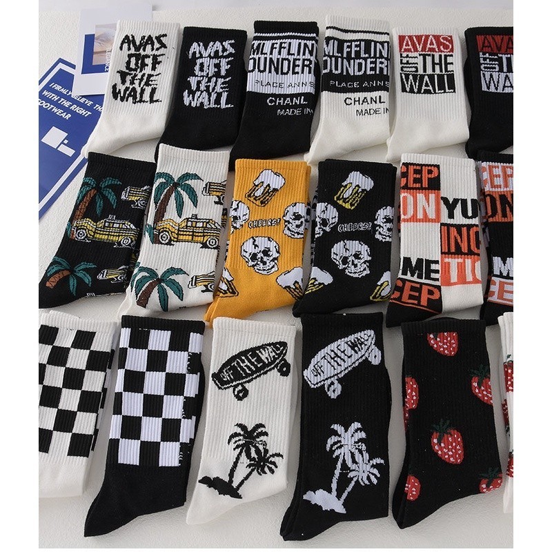 5 pairs korean style women Cute Skater Socks Women Set Men Funny Socks Hip Hop Cotton Long Crew Socks Calcetines De La M