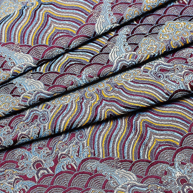Quality Multi Brocade cushions cheongsam water waves cliff jacquard fabric Chinese totemic pattern Satin Handmade DIY... - Image 2