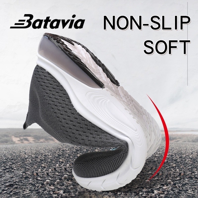 Fitness Breathable Batavia GROSIR sepatu kanvas pria rajut tanpa tali hitam Sport men Sneakers - Image 2