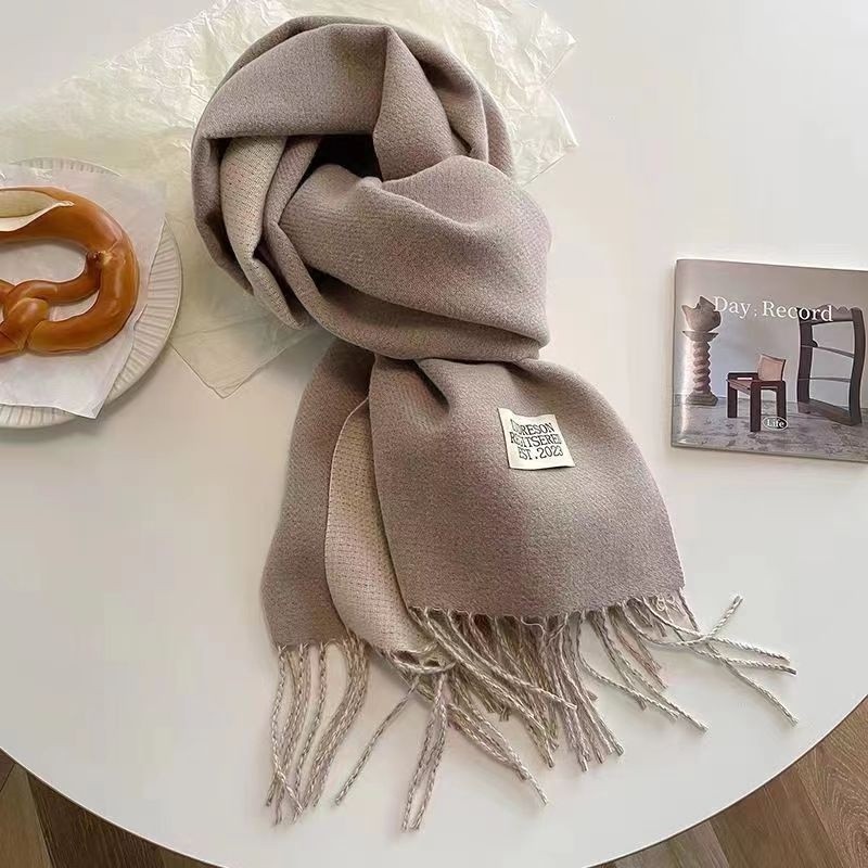 Reliable Durable 2023 Autumn Winter Korean Version New Solid Color Imitation Cashmere Double Side Fringe Scarf Female... - Image 4