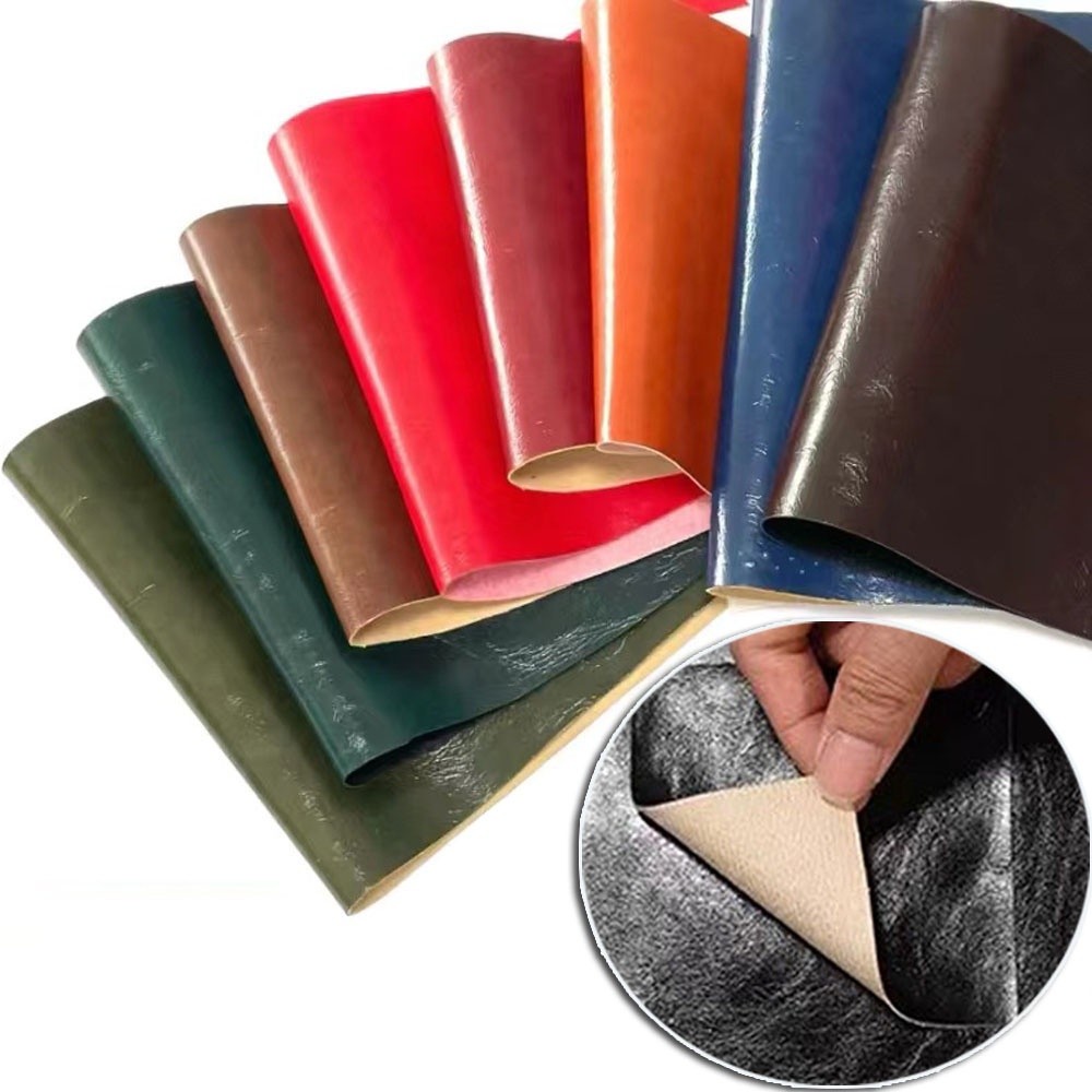 Quality Essential (Multimodal)1pcs new self-adhesive PU leather oil wax solid color thickened - Image 2
