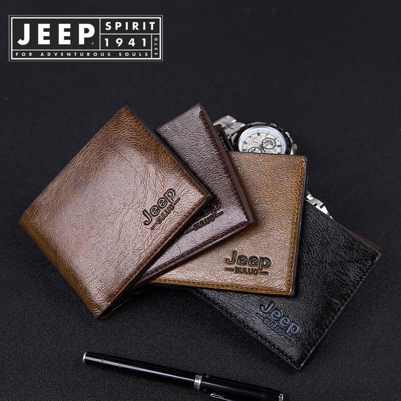 Gift Trendy JEEP Wallet Fot Men Casual Leather Short Wallets Dompet