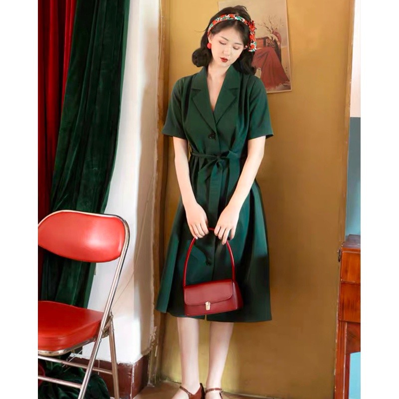 Purpose Have Moss Green Waist Dress (With Real Picture) - Image 5