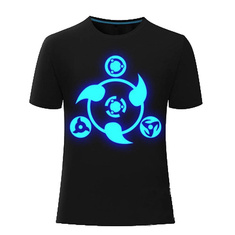 Quality Versatile Naruto Luminous Short-Sleeved T-Shirt Children Write Round Eye Uchiha Sasuke Kakashi Same Style Clo... - Image 3