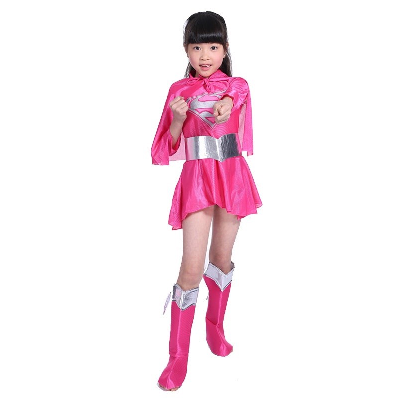 Quality Purpose 2T-8T Halloween Costume Kids Supergirl Pink Dress Girls Superman Superhero Cosplay Dresses Cloak Baby... - Image 5