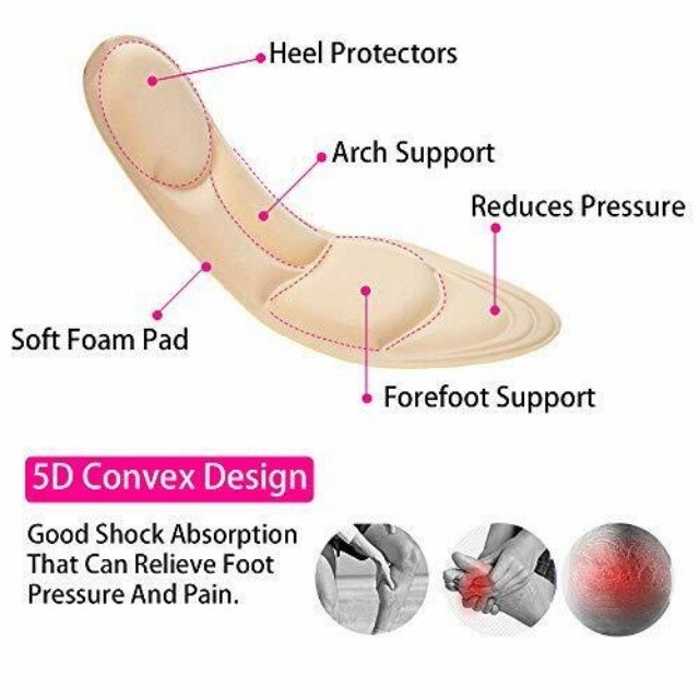 Athletic Training 5D Sport Sponge Soft Insole High Heel Shoe Pad Pain Relief Insert Cushion / Memory Foam Cotton Comf... - Image 2