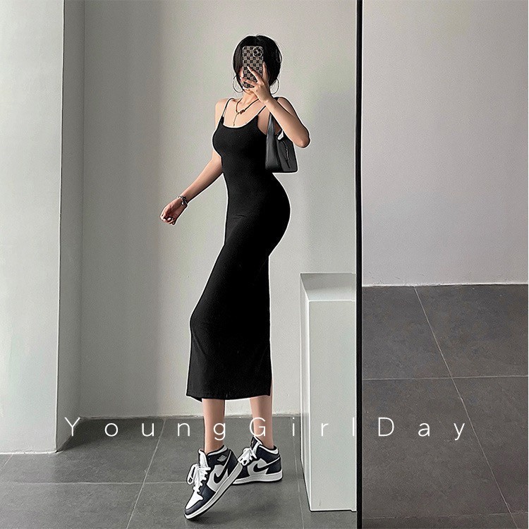 Quality Reliable Women Dresses 2023 Club Wear Sleeveless Halter Neck Slit Dress Baddie Clothes Tight Slip Long Hugcitar - Image 3
