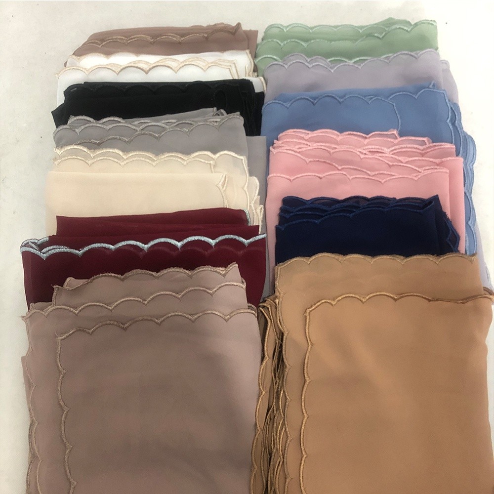 Quality Have Chiffon Shawl Sulam 4 Edge Embordiery // Viral Veil Limited Stock Design 1 Must - Image 2