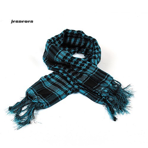 Premium Reliable JEN_Unisex Lightweight Plaid Tassel Arab Desert Shemagh KeffIyeh Scarf Wrap Pashmina Have - Image 5