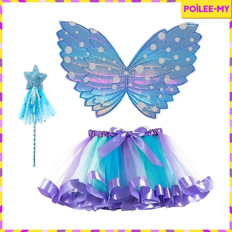 Durable Must segolike Fairy Costume Set Girls Kid Elf Cosplay Cute Tutu Skirt Butterfly Wing - Image 5