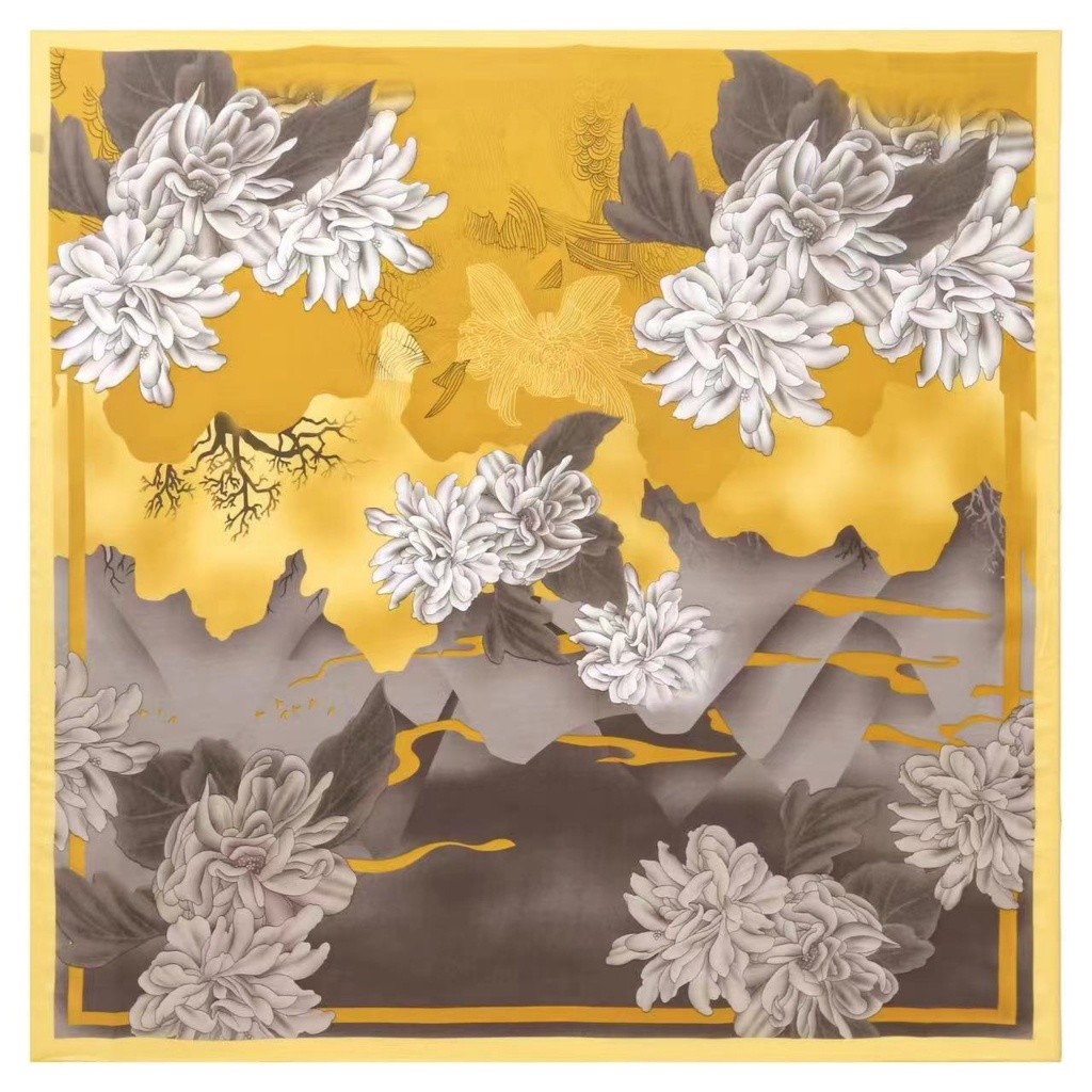 Quality Must LISA Fashion Scarf square silk Muslim turban women's shawl printed 110 × 110cm - Image 5