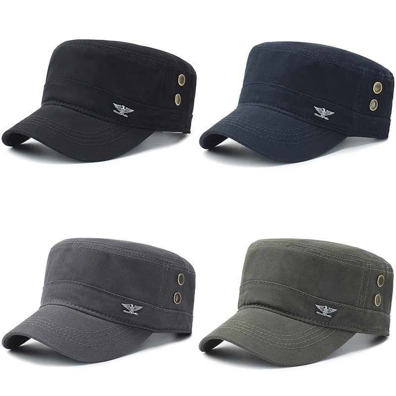Classic Vintage Flat Top Mens Cotton Baseball Cap Adjustable Military Caps Tactical Hat Men's Army Cap Sports Leisure Ha