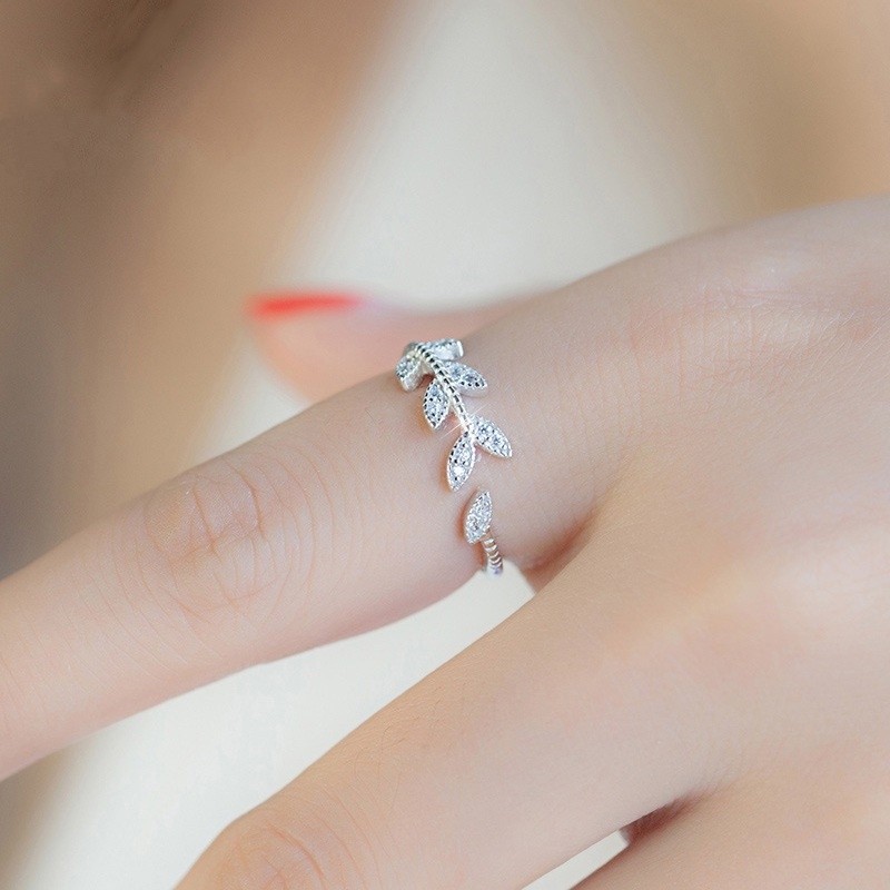 Premium Reliable Ring Store Silver tree leaf female open tail tide joint knuckle index finger Must - Image 2
