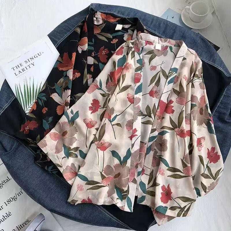 Multi Reliable Korean Style Women Ladies Chiffon Retro Boho Floral Hippie Summer Cardigan Kimono Ready Stock New Vers... - Image 3