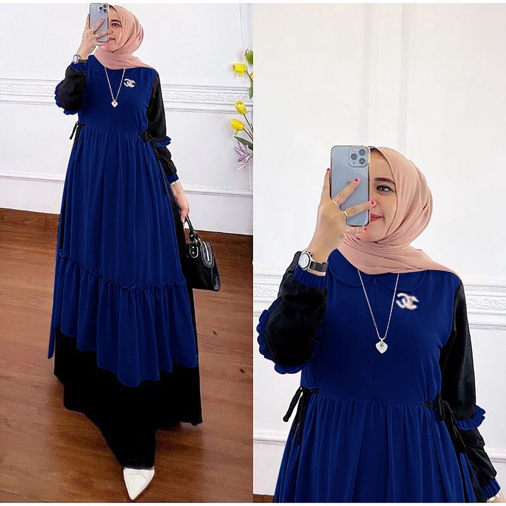 Must Purpose ️ Prianka DRESS GAMIS MUSLIM PREMIUM FULL LAYER LAPIS LD 110 FIT XL (FREE BROS) FASHION MAXY MAXI Wome... - Image 4