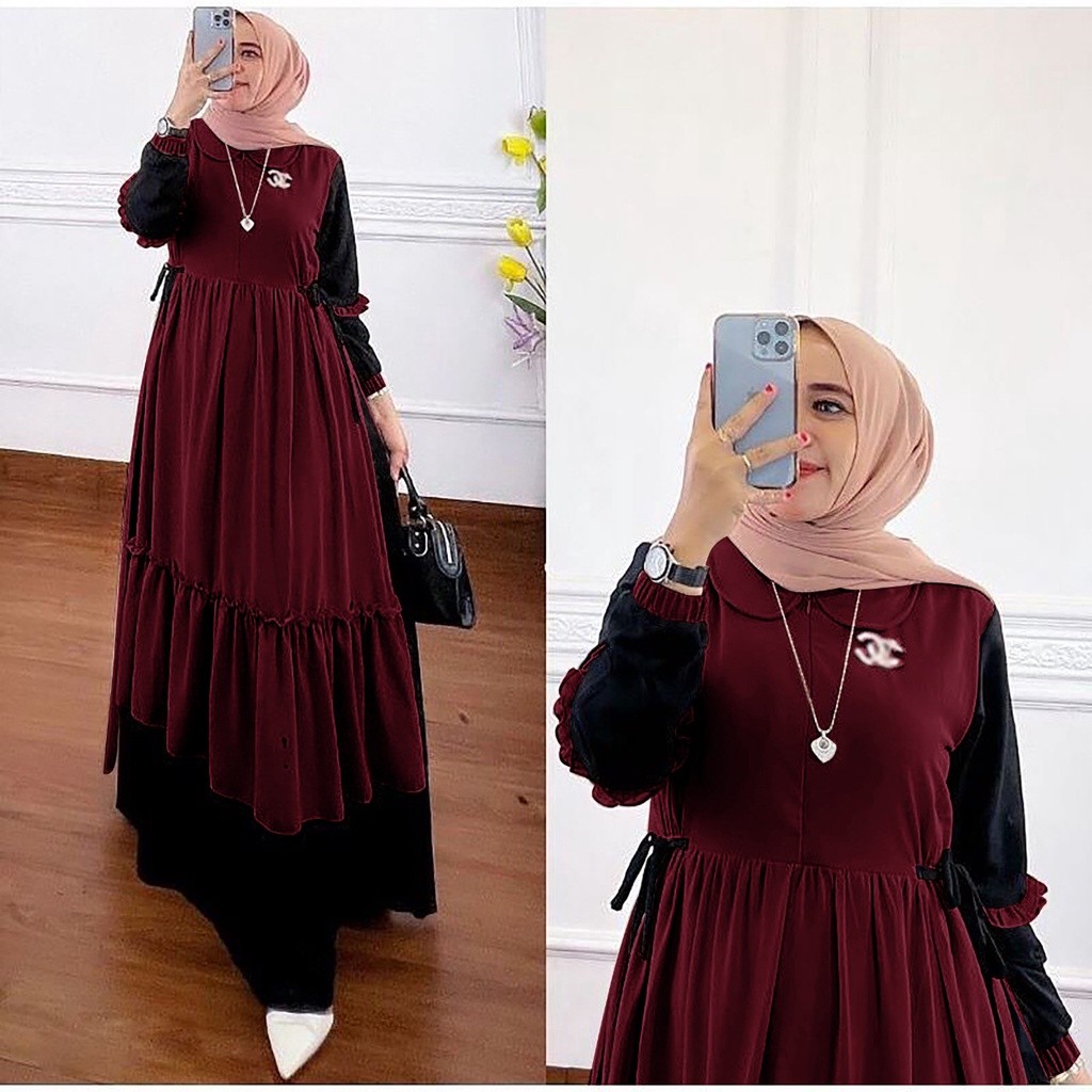 Must Purpose ️ Prianka DRESS GAMIS MUSLIM PREMIUM FULL LAYER LAPIS LD 110 FIT XL (FREE BROS) FASHION MAXY MAXI Wome... - Image 2