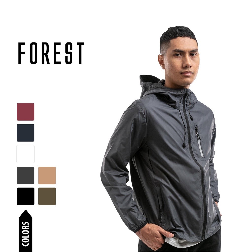 Forest Jaket Windbreaker Lelaki | Forest Windbreaker Men Jacket Reflective Jogging Running Waterproof Jacket - 30361