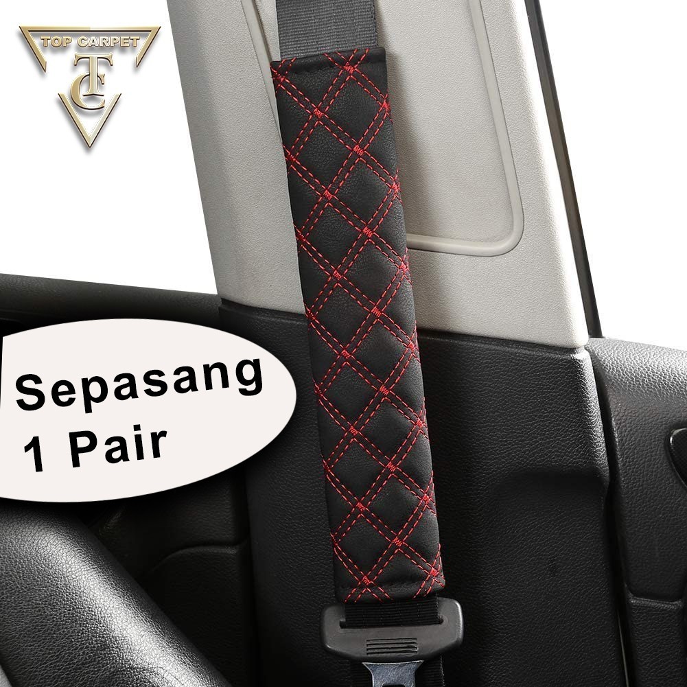 Top Carpet VIP Style PU Leather Seat Belt Cover ( 1 Pair / Sepasang ) Setiap Pelanggan Boleh Beli Sepasang Saja