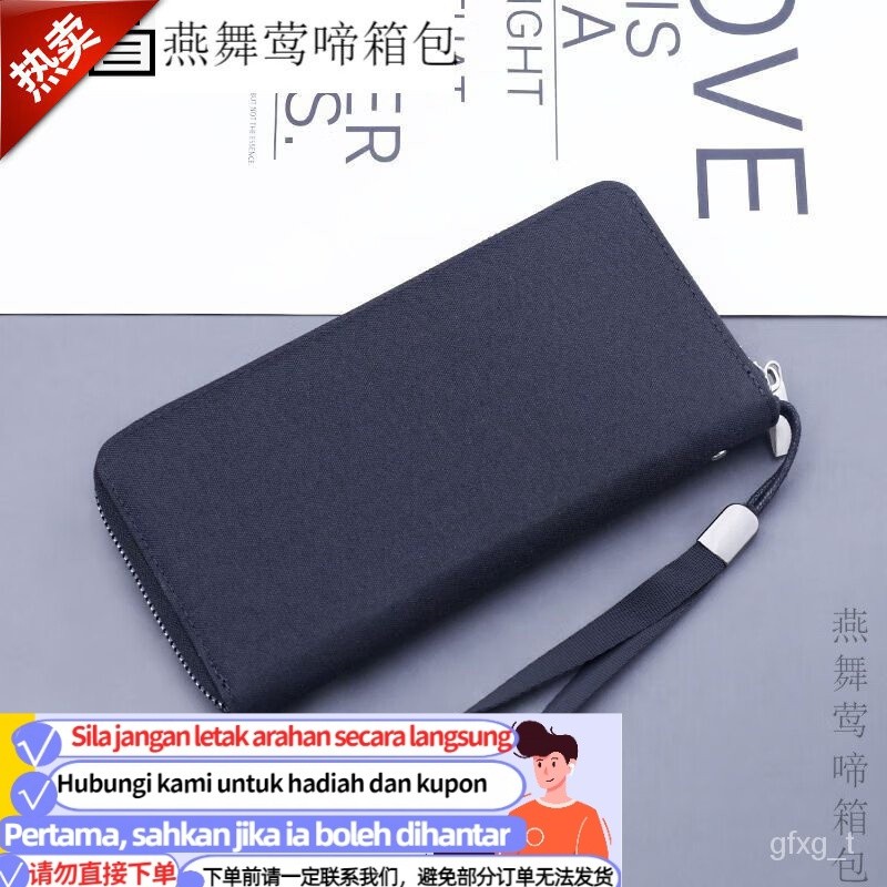 Get gifts/KY-JD Warm Search Canvas Clutch Men's Long Zipper Wallet Handphone-Friendly Handbag Summer Leisure2023New oxfo