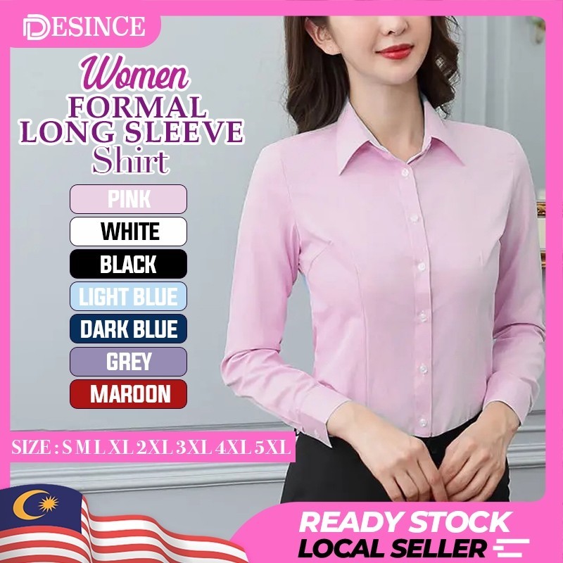 ?? DESINCE Women Formal Long Sleeve Shirt Baju Kemeja Perempuan WT 012