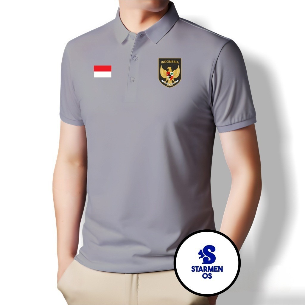 Purpose Durable Kaos Tiedye Polo T-Shirt Men Polos Collar GARUDA INDONESIA Logo Indonesian Flag Essential Versatile - Image 3