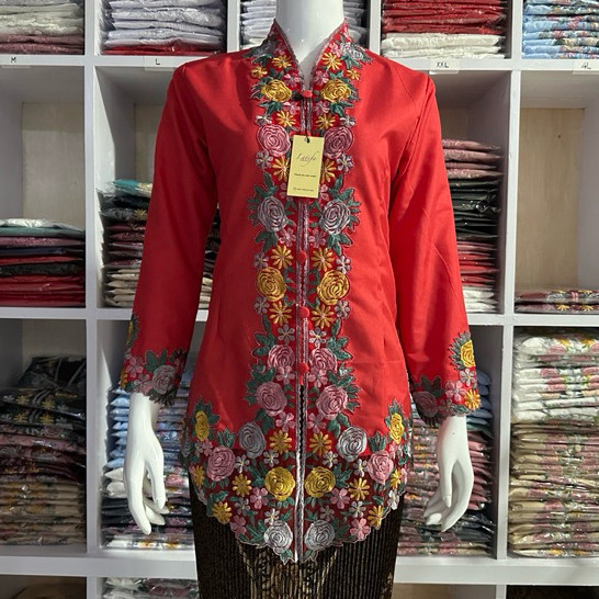 Quality Versatile Kebaya Encim Bordir Motif Bunga Tangan Panjang Katun Mikro - Image 5