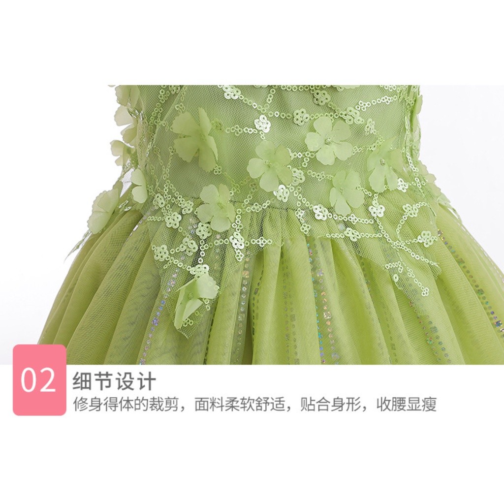 Have Reliable Kids Girls Green Tinker Bell Dress Fairy Elfin Cosplay Halloween Peter Pan Costume Wings Wig Tulle Tutu... - Image 4