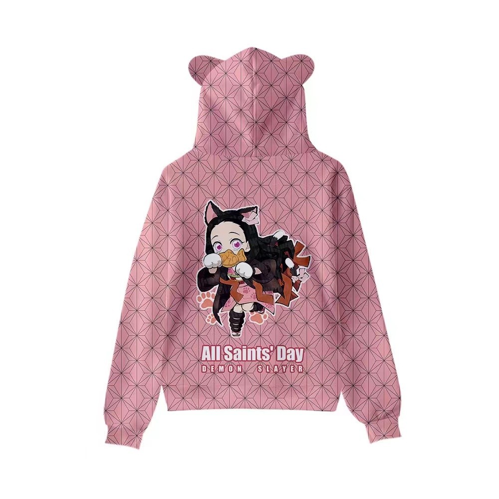 Quality Durable 【100-170】Demon Slayer jacket nezuko shinobu tanjiro Hoodie Thin Velvet Style - Image 4