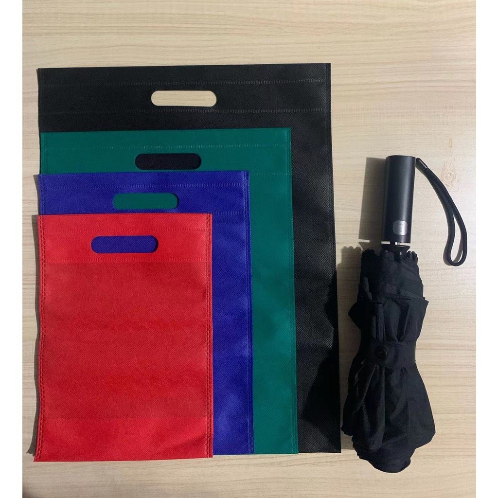 Fashion Chic Attrees 50-Pcs Flat Eco Bag 10 Colors 4 Sizes Non-woven Shopping Handbag D Cut Pouch Plain Storage - Image 3