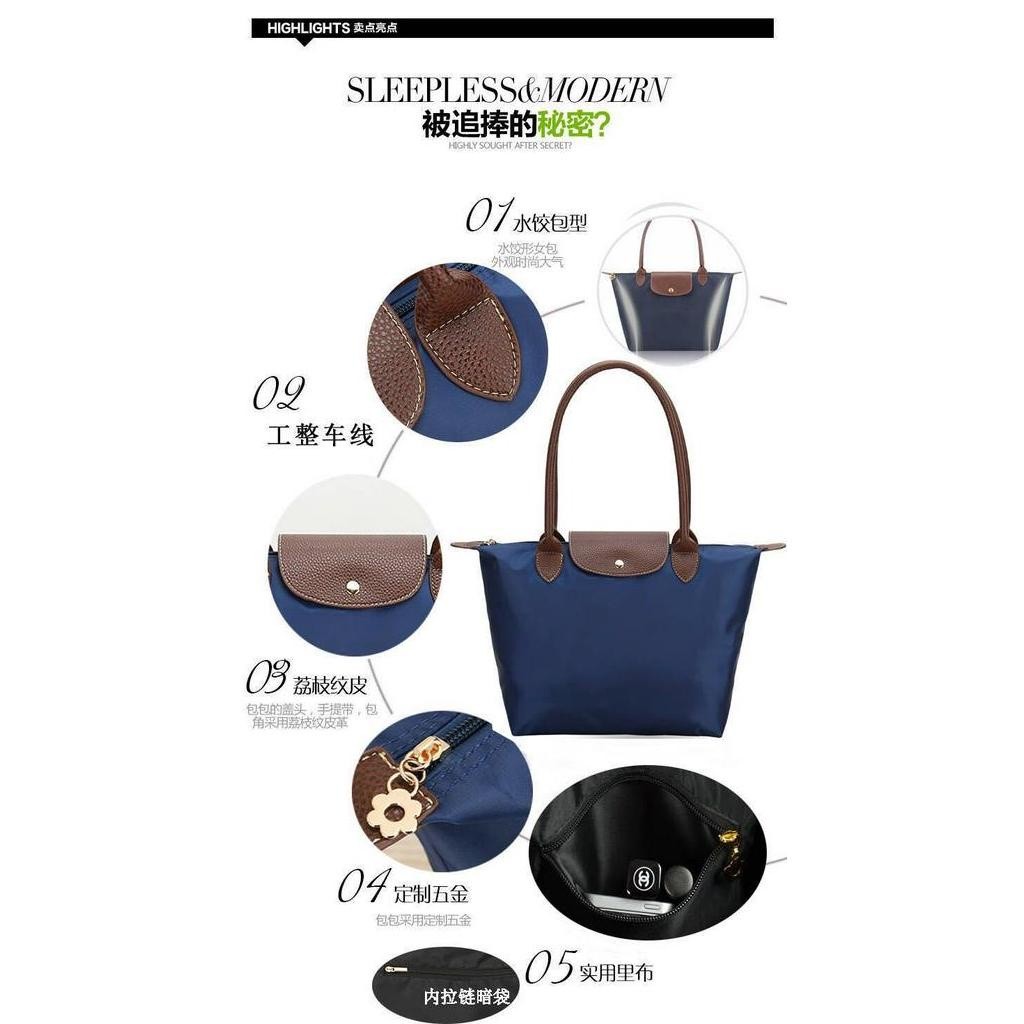 Nylon Tote Bag New Large Capacity Shoulder Bag Dumpling Bag Ladies Shopping Folding Tote Bags Waterproof Zipper Handbag