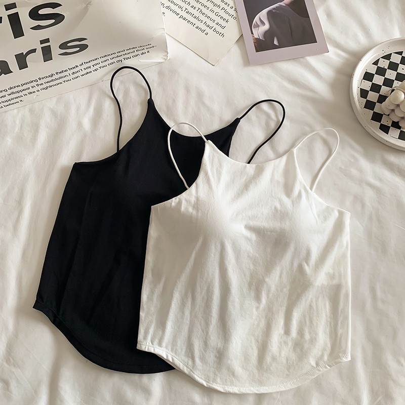 Purpose Quality Women Chest Pad Thin Vest Women's Bottoming Outside Wear Sleeveless Short Top Essential Premium - Image 2