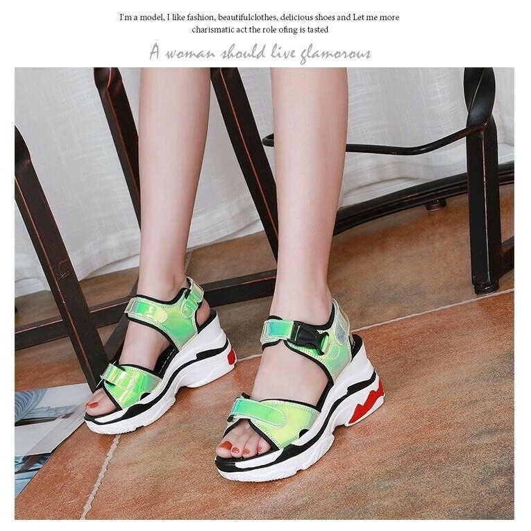 Chic Portable Smooth Jelly Candy Holographic PU Leather Fabric Rainbow Sewing Bag Clothing Material DIY Thickness 0.9... - Image 2