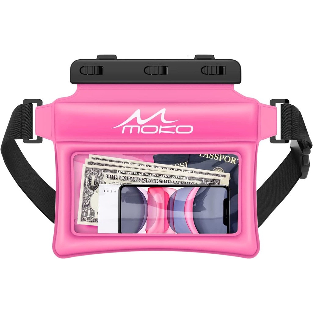 MoKo Waterproof Phone Pouch Fanny Pack, Floating Dry Bag for Swimming Kayaking Snorkeling, Compatible with iPhone 14 13 