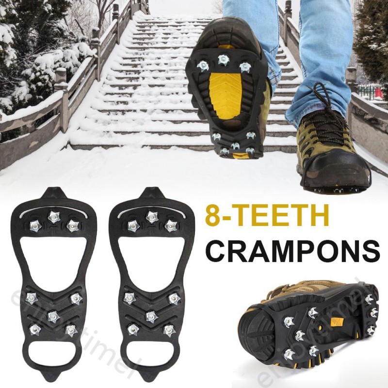 Training Sport 1 Pair 8-Tooth Anti-Skid Ice Gripper Spike Winter Climbing Anti-Slip Snow Spikes Grips Cleats Over Sho... - Image 2