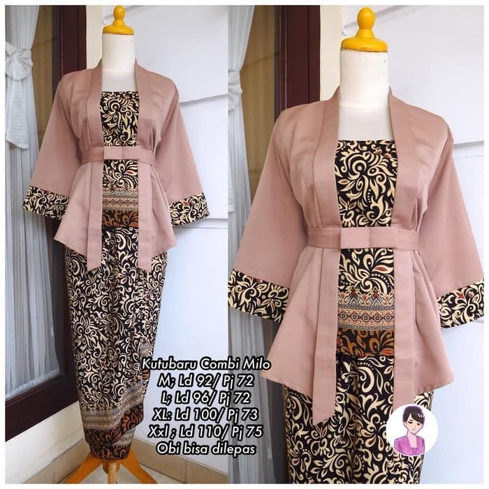Premium Versatile Modern Kutubaru Javanese Blouse Suit Combi Set Kebaya Graduation Elnira Pink Others | Setelan Must - Image 3